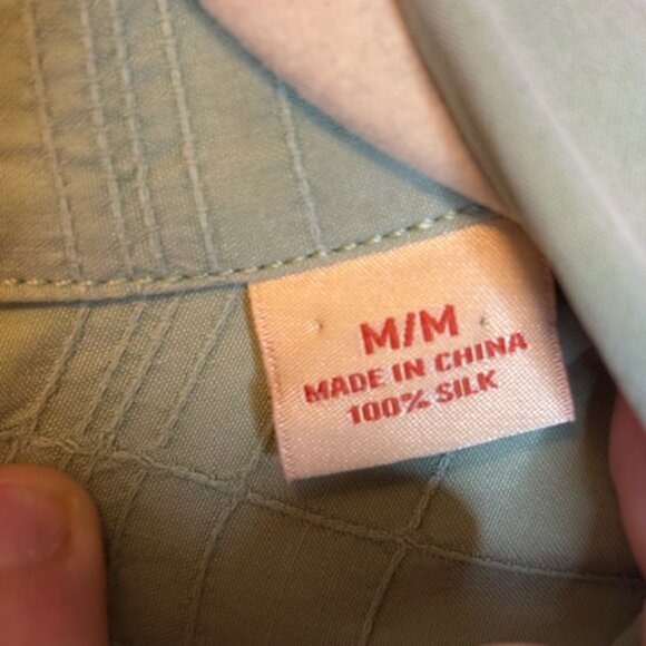 Tommy Bahama Shirt Men's Size Medium Silk Hawaiian Green - Picture 4 of 4